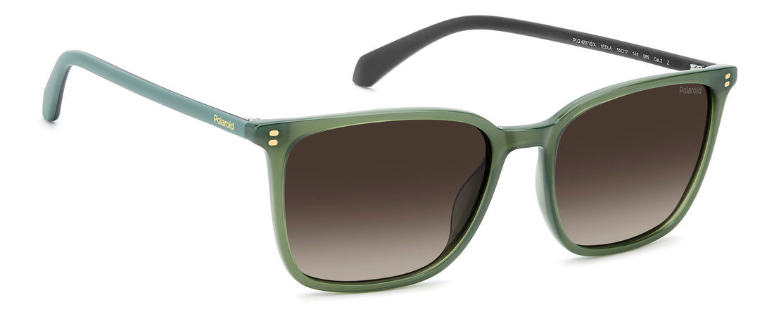 Óculos de sol polaroid pld 4207/s/x 1ed la verde rectangular masculino tamanho 55mm - Vista de detalhe