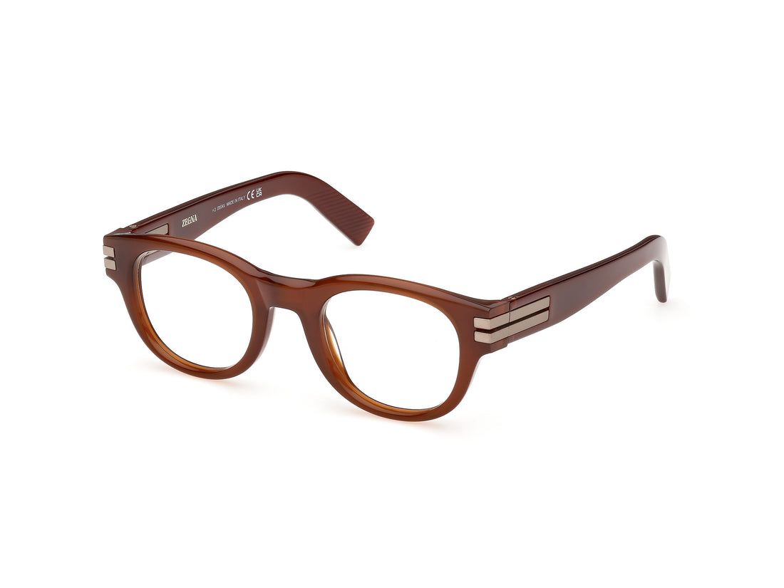 Brillen ermenegildo zegna ez5347 045 marron round masculino größe 49mm - Hauptansicht